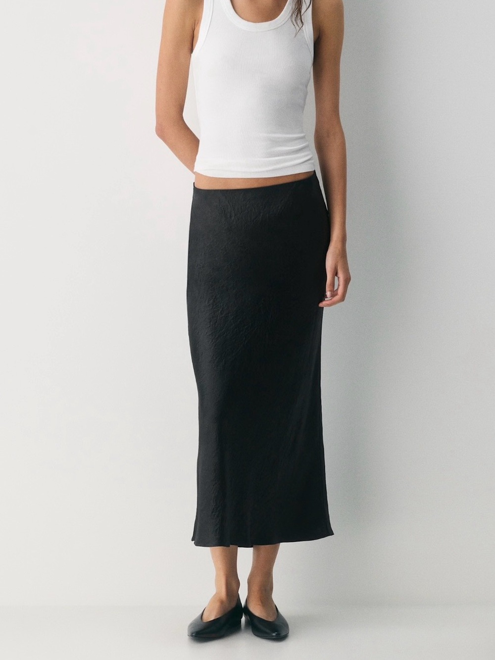 Aritzia Black Midi Slip Skirt